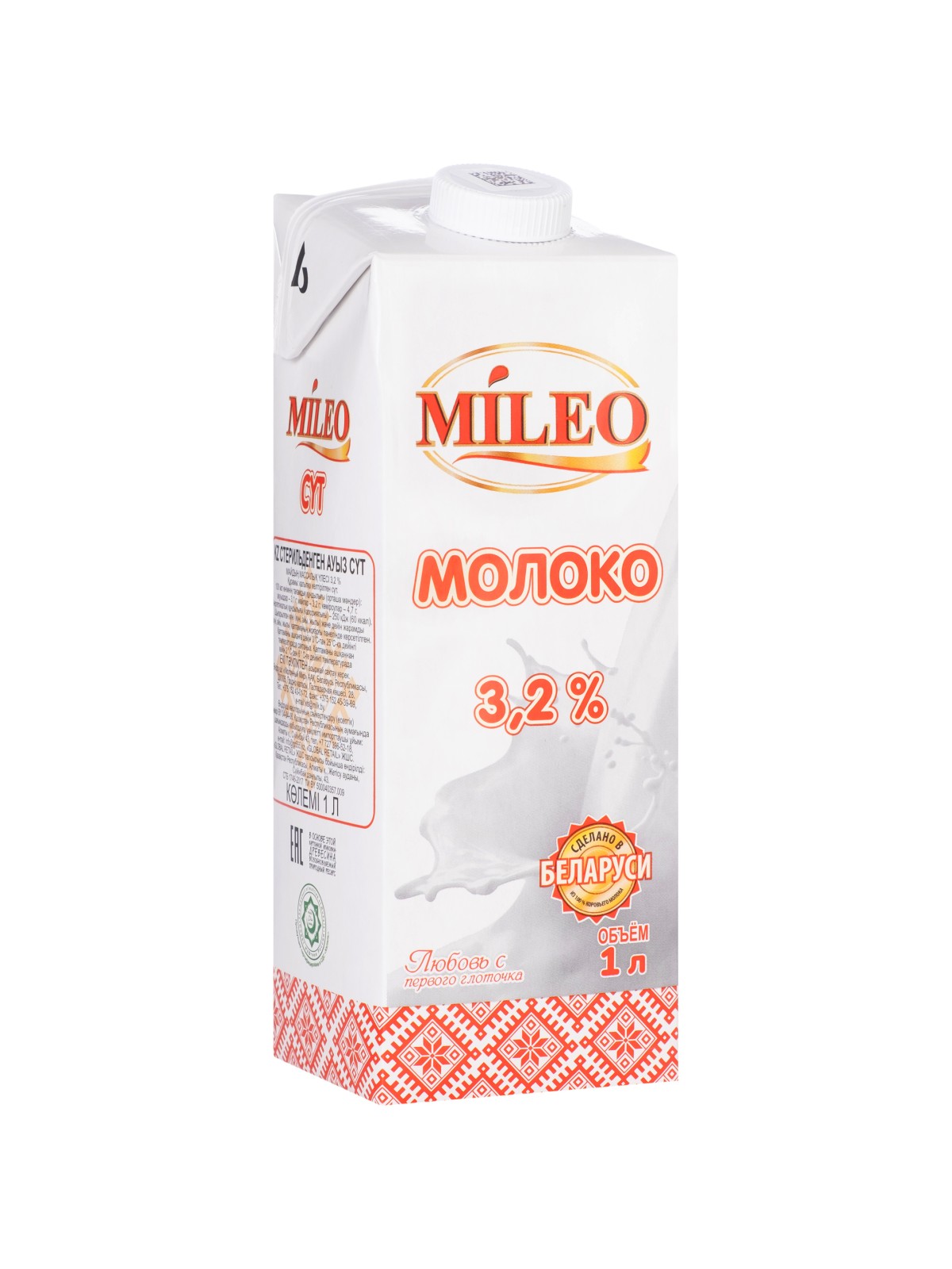 Молоко Белорусское ТМ MILEO 3,2% 1л